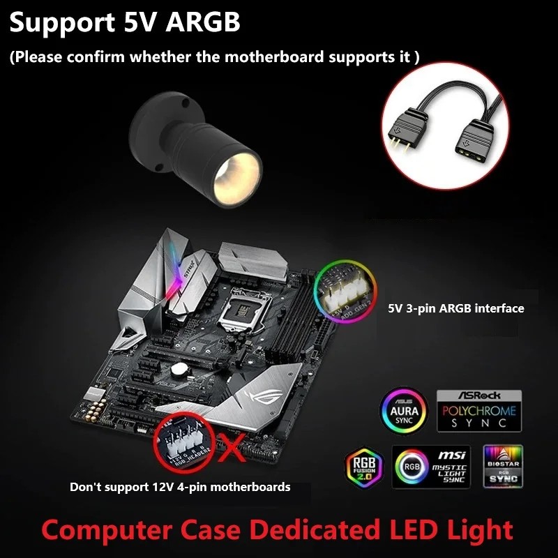 Pc Gaming Second - QITU 1W 3W ARGB 5V 3-Pin-Header
