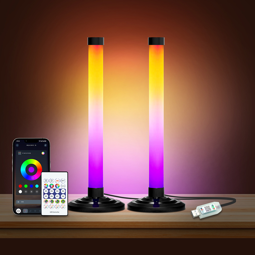 Pc Gaming Second - 2 4-Licht-RGB-Kit, intelligente LED-Stehlampe, App-Fernbedienung, RGBIC-Musiksynchronisierungs-Timer