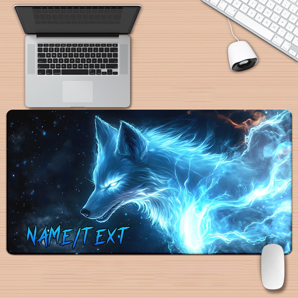 Pc Gaming Names - Benutzerdefiniertes Name-Magic-Wolf-HD-bedrucktes XXL-Mauspad, multifunktionales Gaming-Tastatur-Schreibtischpad für