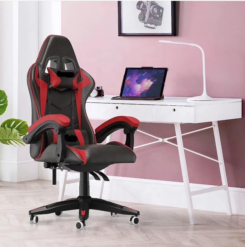 Pc Gaming Price - Verstellbarer Racing-Gamer-Stuhl, schwarz-roter Drehstuhl aus PU-Leder