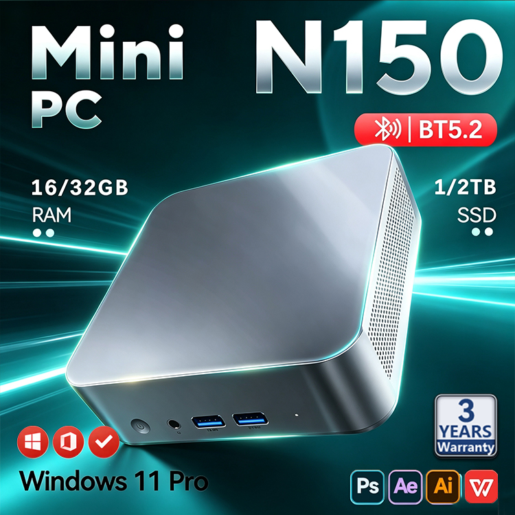 Pc Gaming Second - 2026 Intel N150 Mini-PC Tragbarer Gaming-Computer