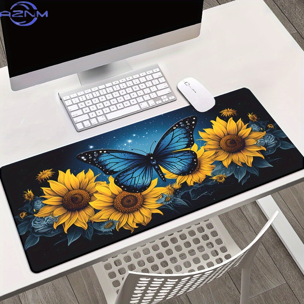 Pc Gaming Wallpaper - 1 Stück Schmetterling-Sonnenblumen-Stereo-Kreativ-Tapeten-Mauspad, Tastatur-Gaming-Zubehör Mausmatte, Büro-Computer-PC-Gamer-Unterlage